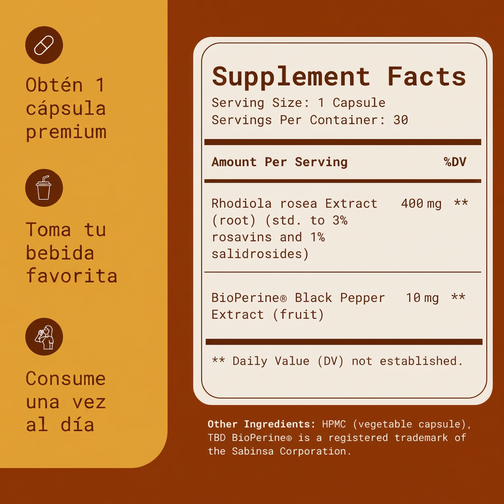 Rodiola - Adaptógeno Natural Fabricado en USA - imagen 5