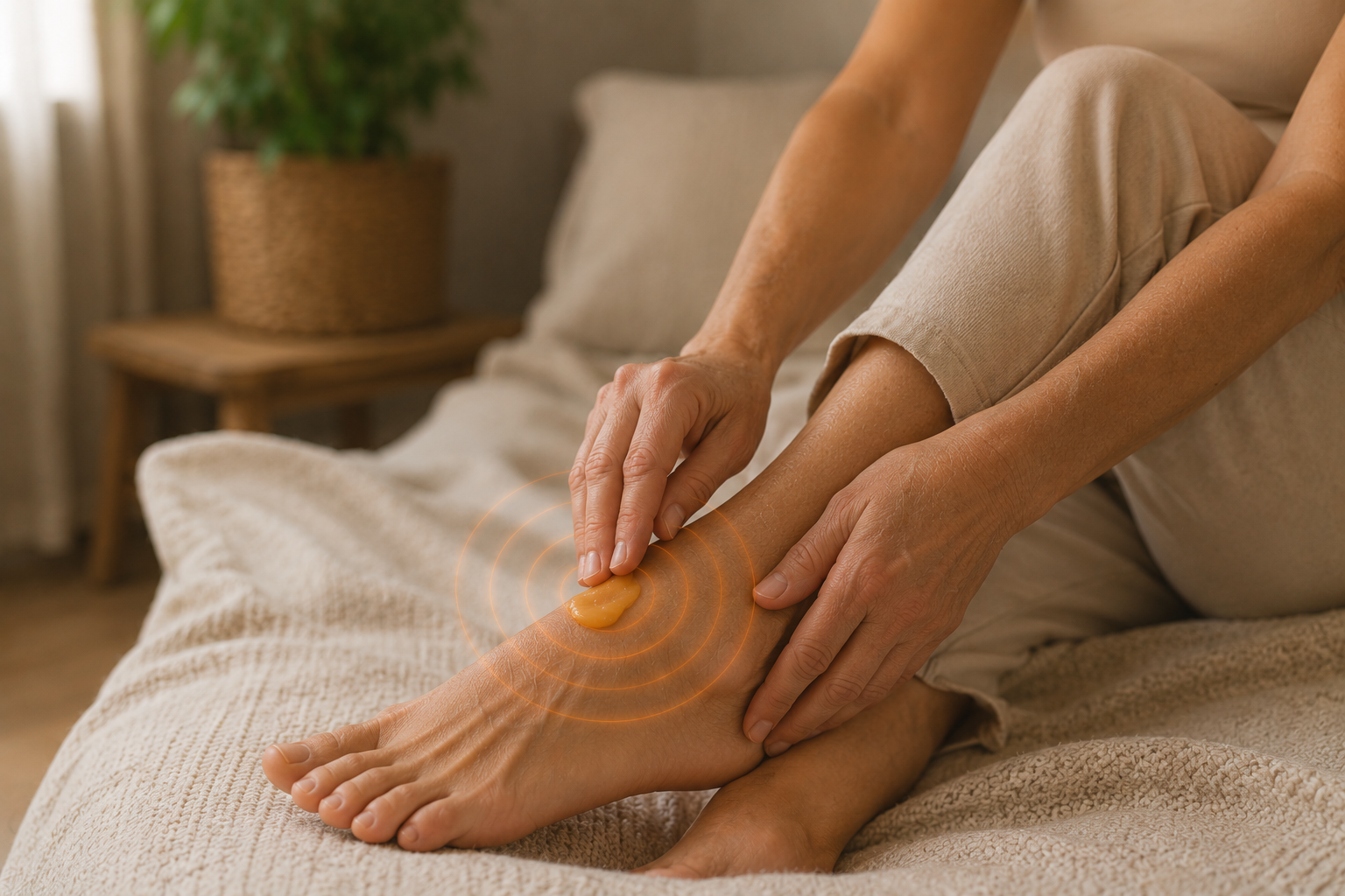 Aplicación de NeuroBalm en los pies