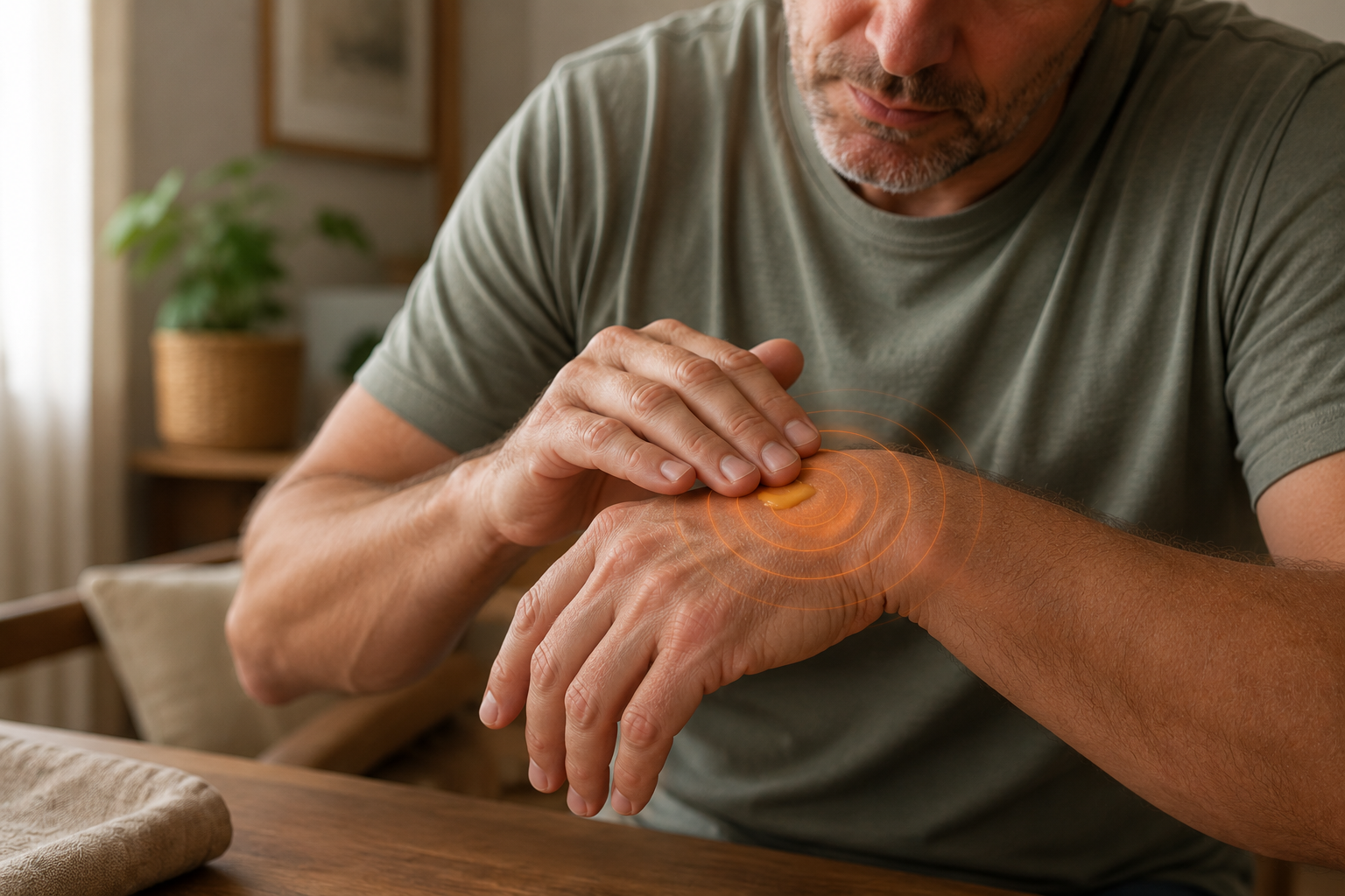 Aplicación de NeuroBalm en las manos